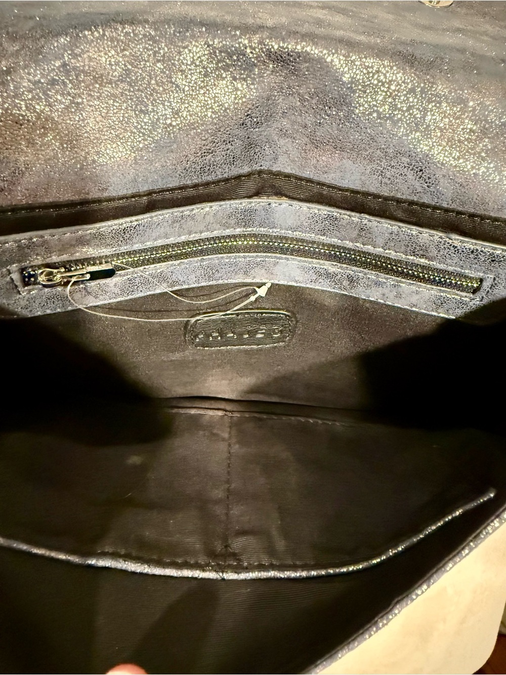 Phase 3 Metallic Navy Blue Crossbody with Silver Chain - Picture 3 of 4